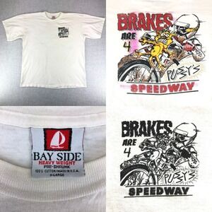 Bay Side Speedway T-Shirt Mens XL Brakes Are 4 Graphic Print Short‎ Sleeve USA